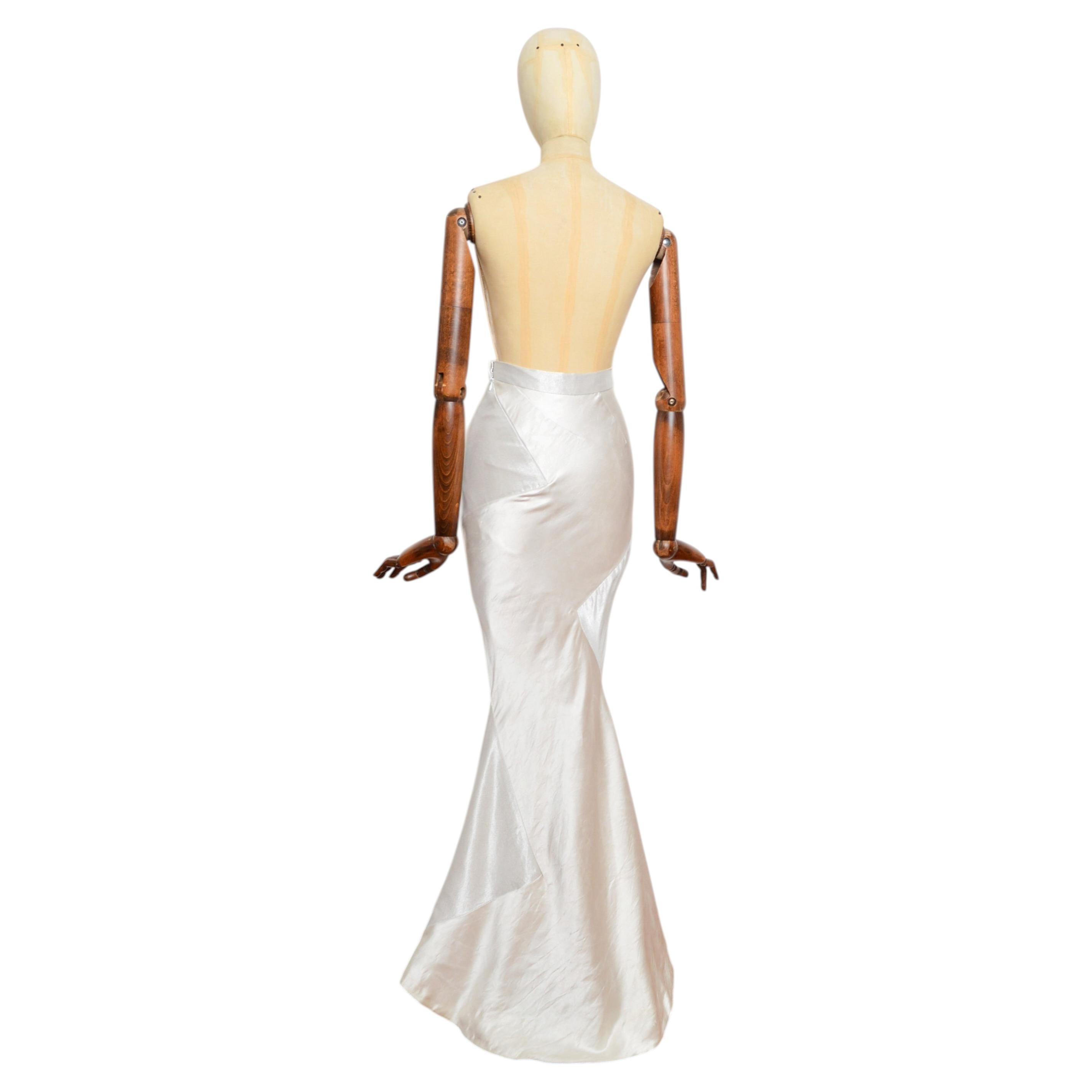 Haute Couture Vivienne Westwood Shantung Silver Pearlescent Floor Length Skirt