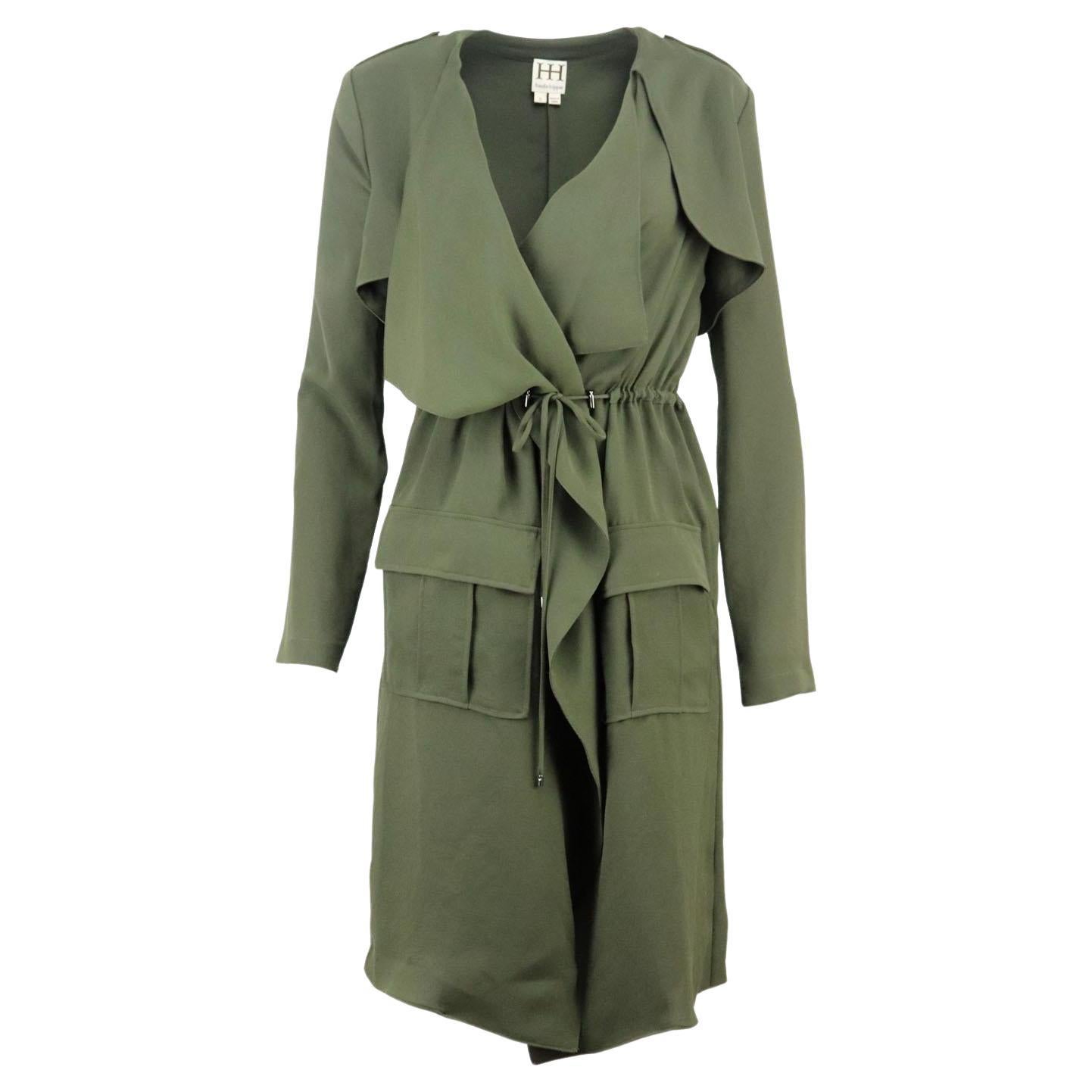 Haute Hippie Asymmetric Woven Trench Coat Small For Sale at 1stDibs | haute  hippie trench green