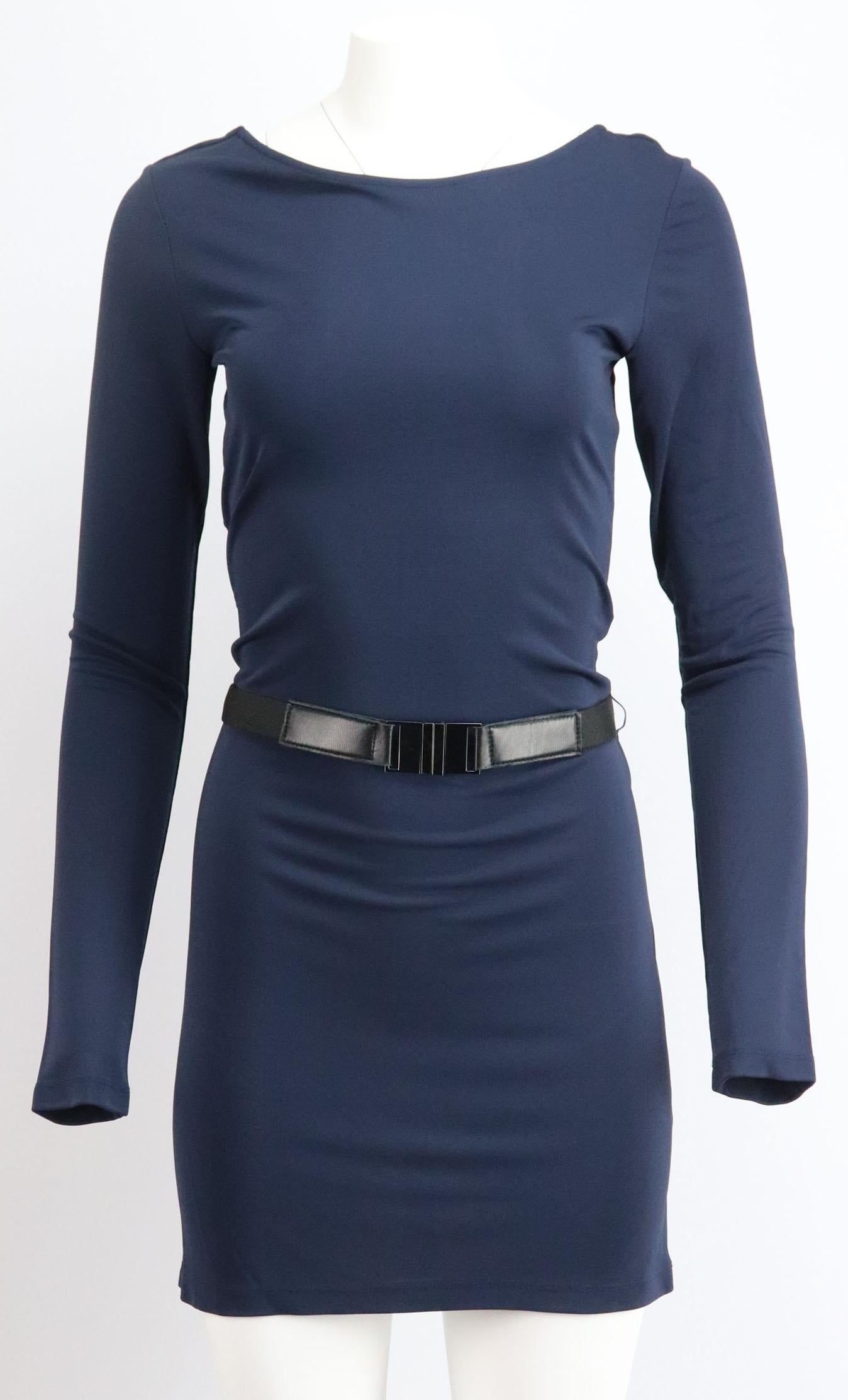 This dress by Haute Hippie is cut from navy stretch-jersey that you’re your curves, it's minimally detailed with a subtle belt around the waist and has a low, scooped back. 
Navy stretch-jersey. 
Slips on. 
100% Rayon. 

Size: Large (UK 12, US 8, FR