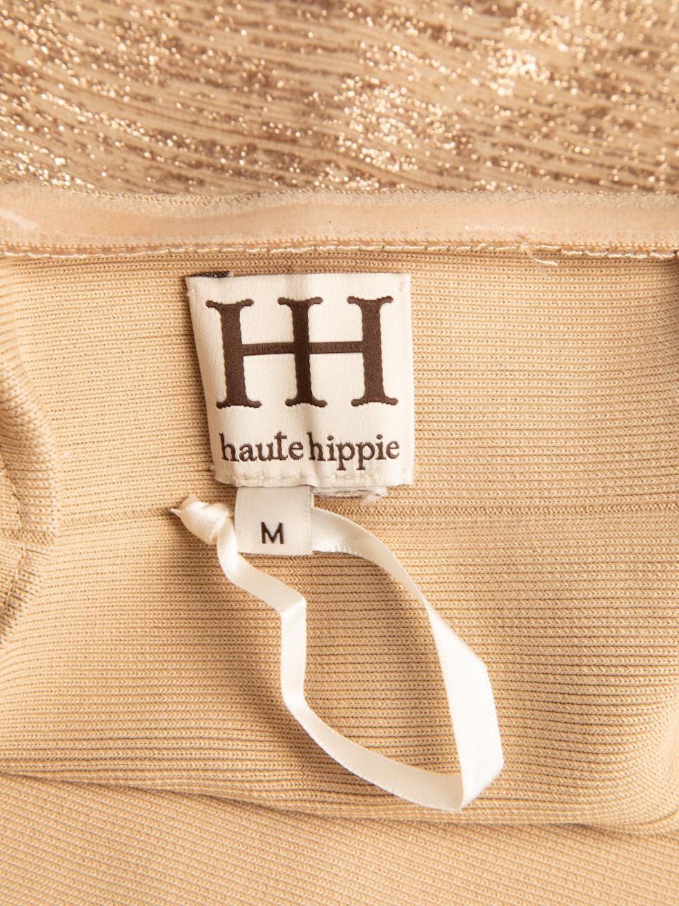 Haute Hippie Women's Glitter Gold Bandage Bodycon Mini Skirt 1