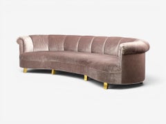 Haute House, Large Audrey Channel Sofa, Purple Fabric, Giltwood, 21st c.