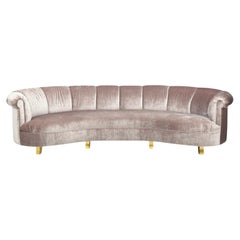 Haute House, Large Audrey Channel Sofa, Purple Fabric, Giltwood, 21st c.