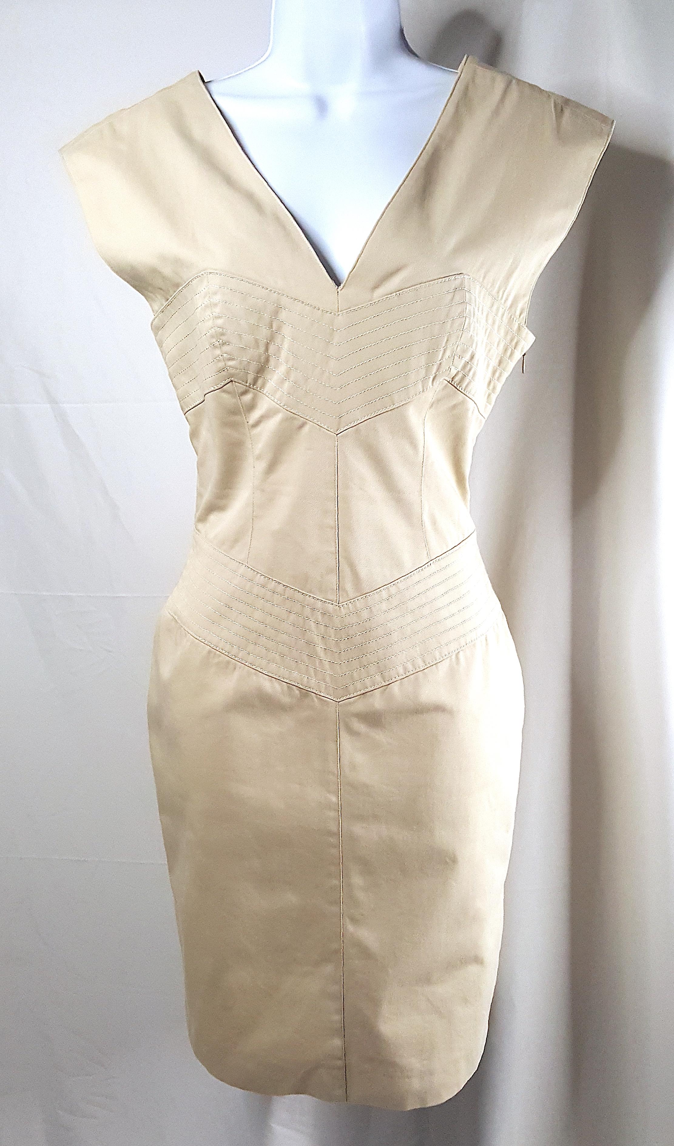 Couture ThierryMugler 1990s CorsetStyle SilkLined Denim WideShoulder Power Dress For Sale 2