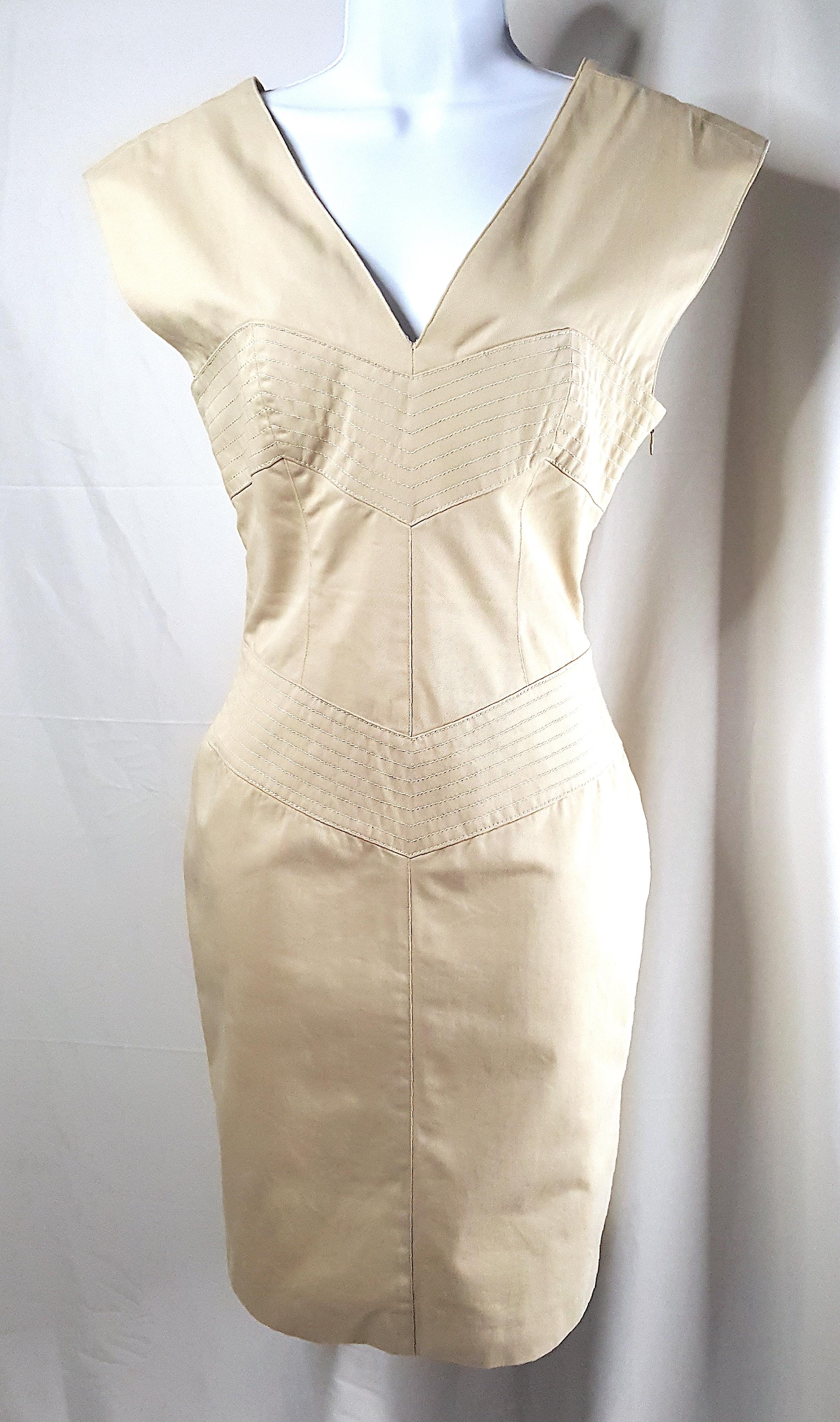 ThierryMugler - Robe de style corset en jean doublée de soie à épaules larges, années 1990 Excellent état - En vente à Chicago, IL