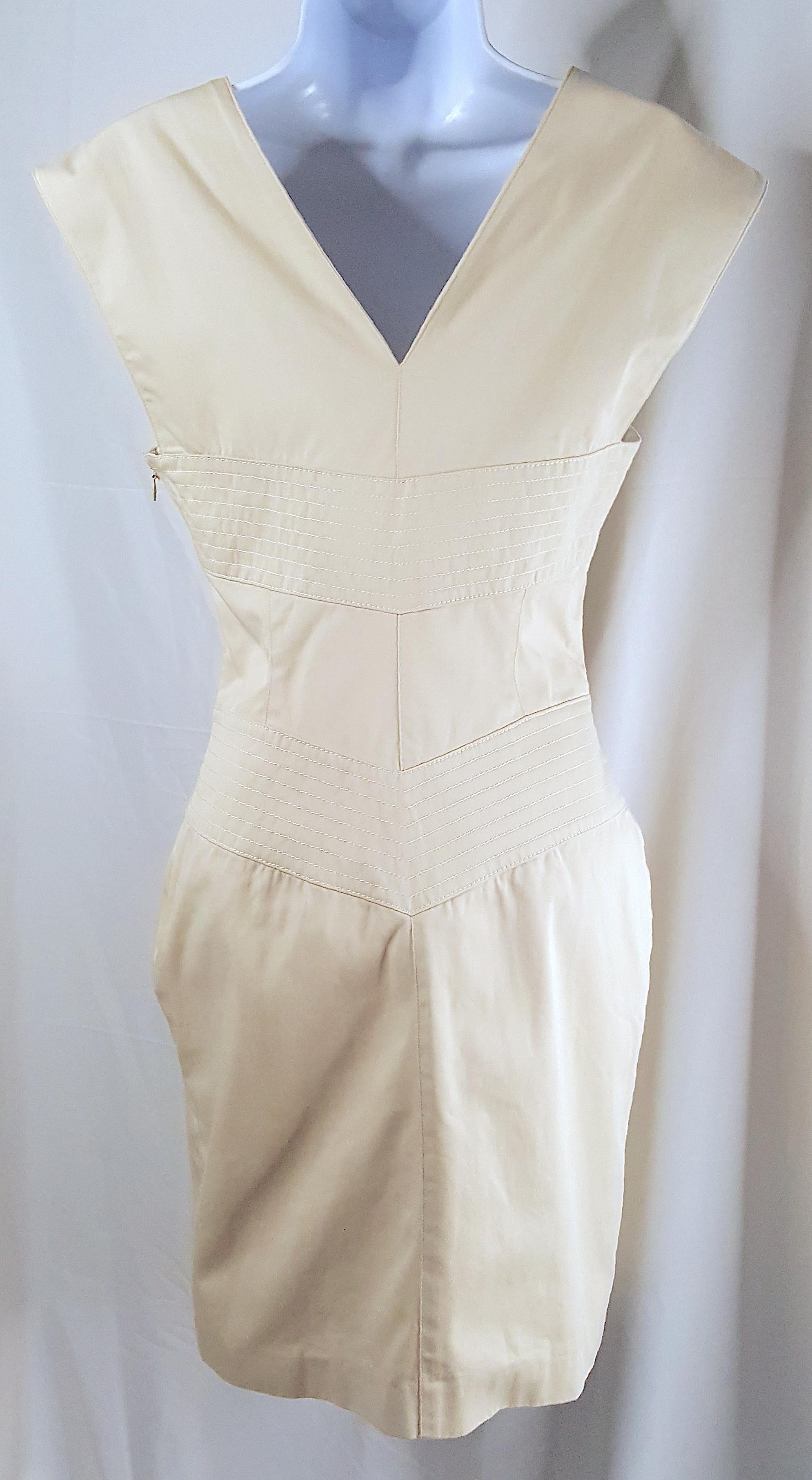 ThierryMugler - Robe de style corset en jean doublée de soie à épaules larges, années 1990 en vente 4