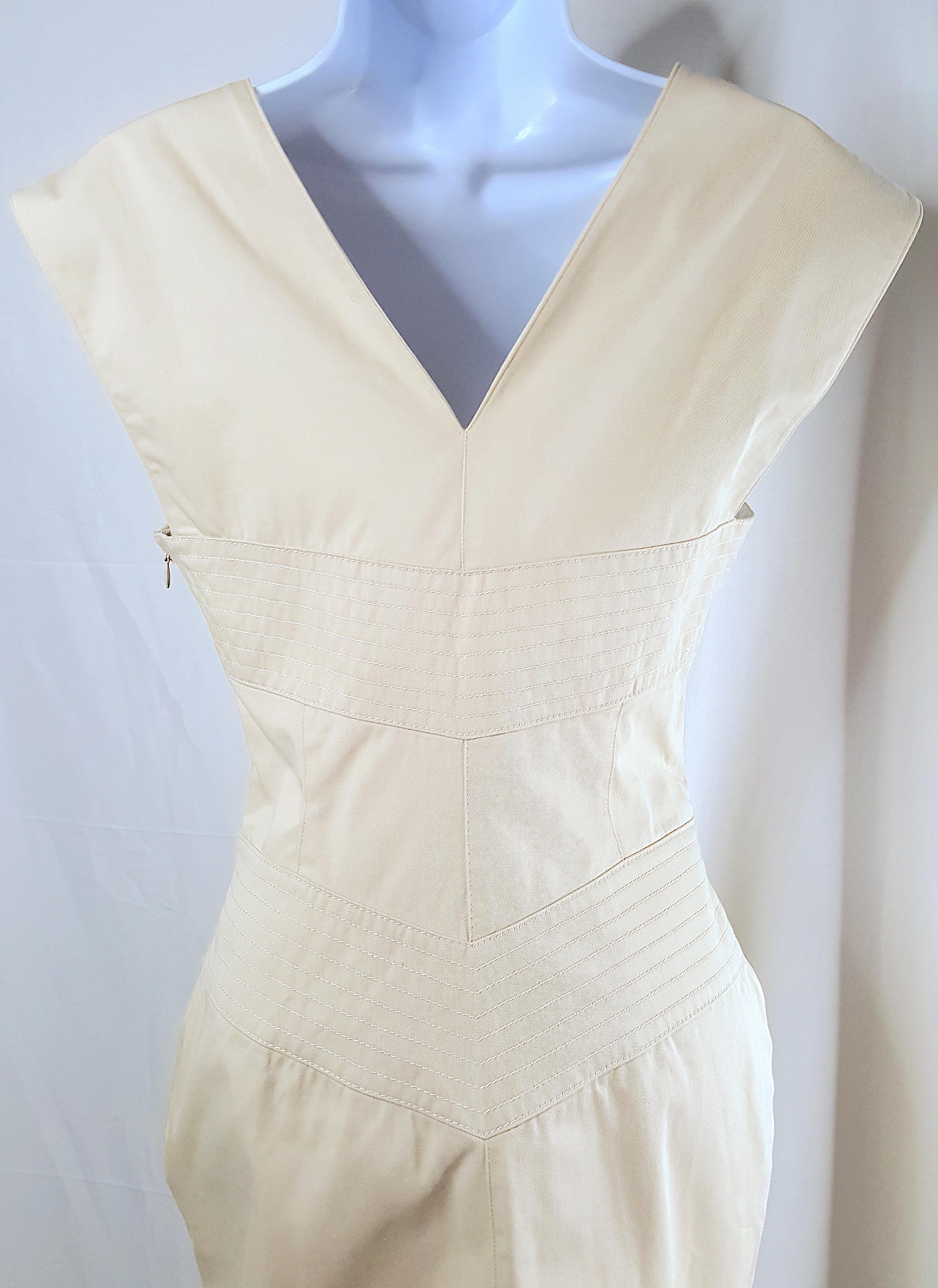 ThierryMugler - Robe de style corset en jean doublée de soie à épaules larges, années 1990 en vente 5