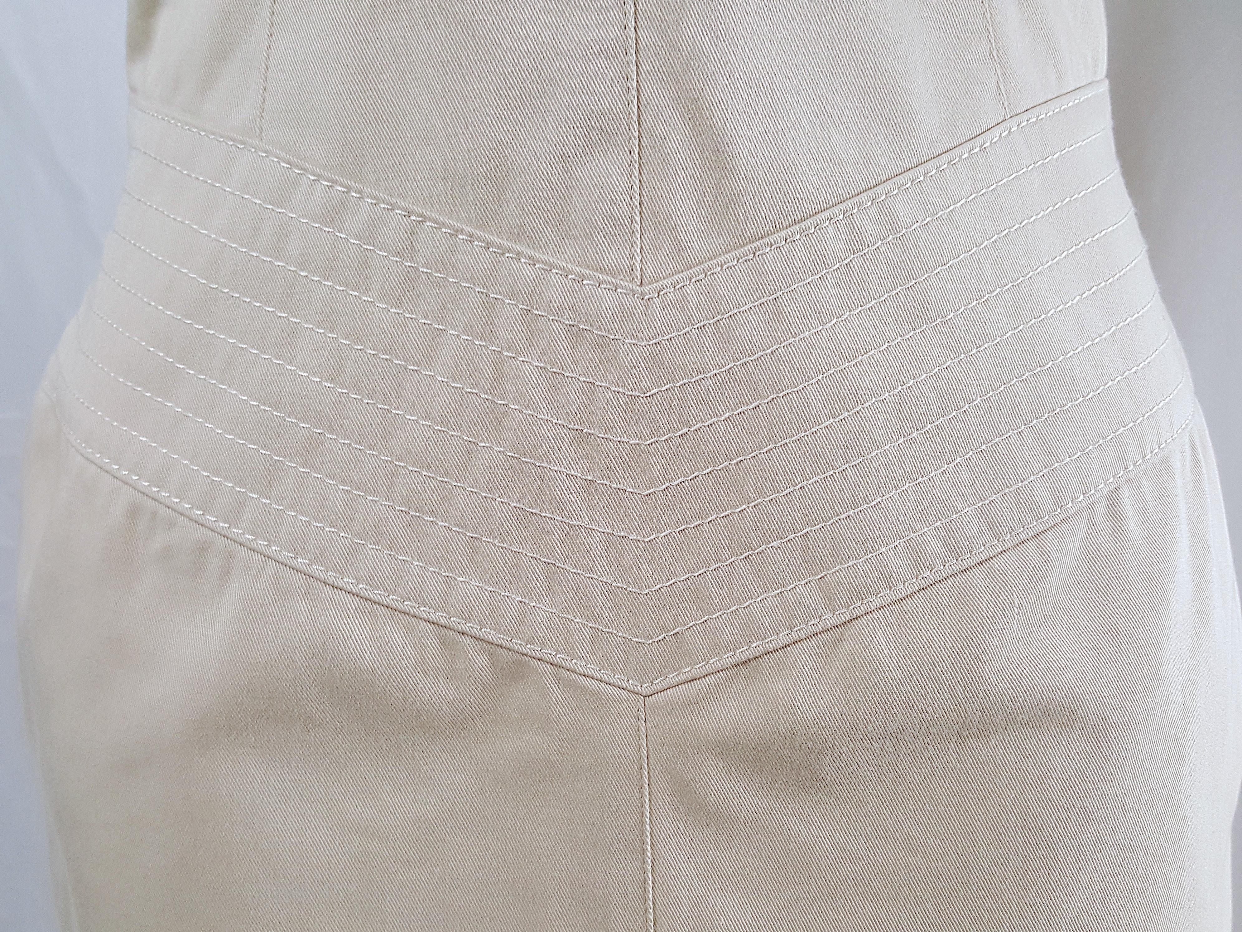 ThierryMugler - Robe de style corset en jean doublée de soie à épaules larges, années 1990 en vente 1