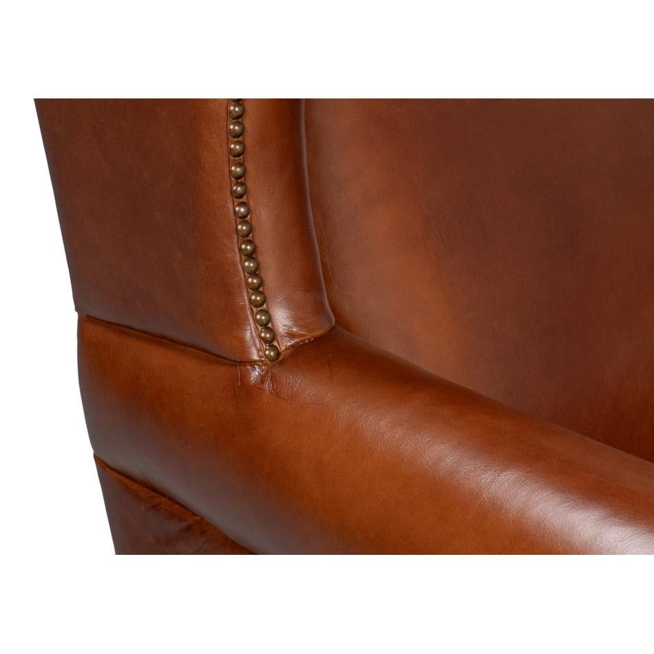 Havana Brown Classic Leather Armchair For Sale 4