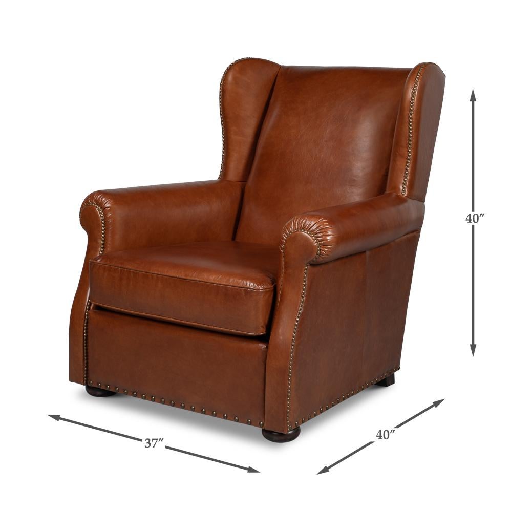 Havana Brown Classic Leather Armchair For Sale 6