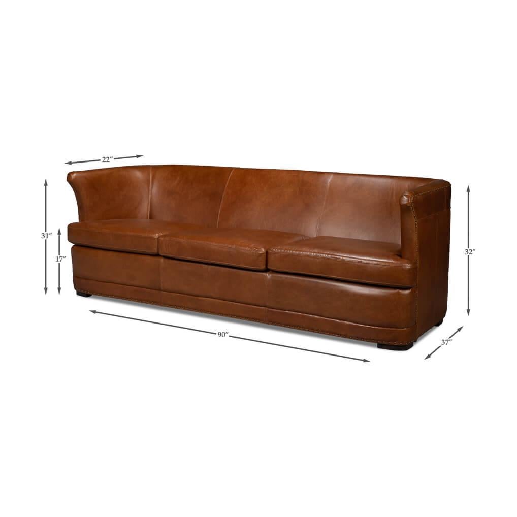 Havana Brown Leather Sofa For Sale 4