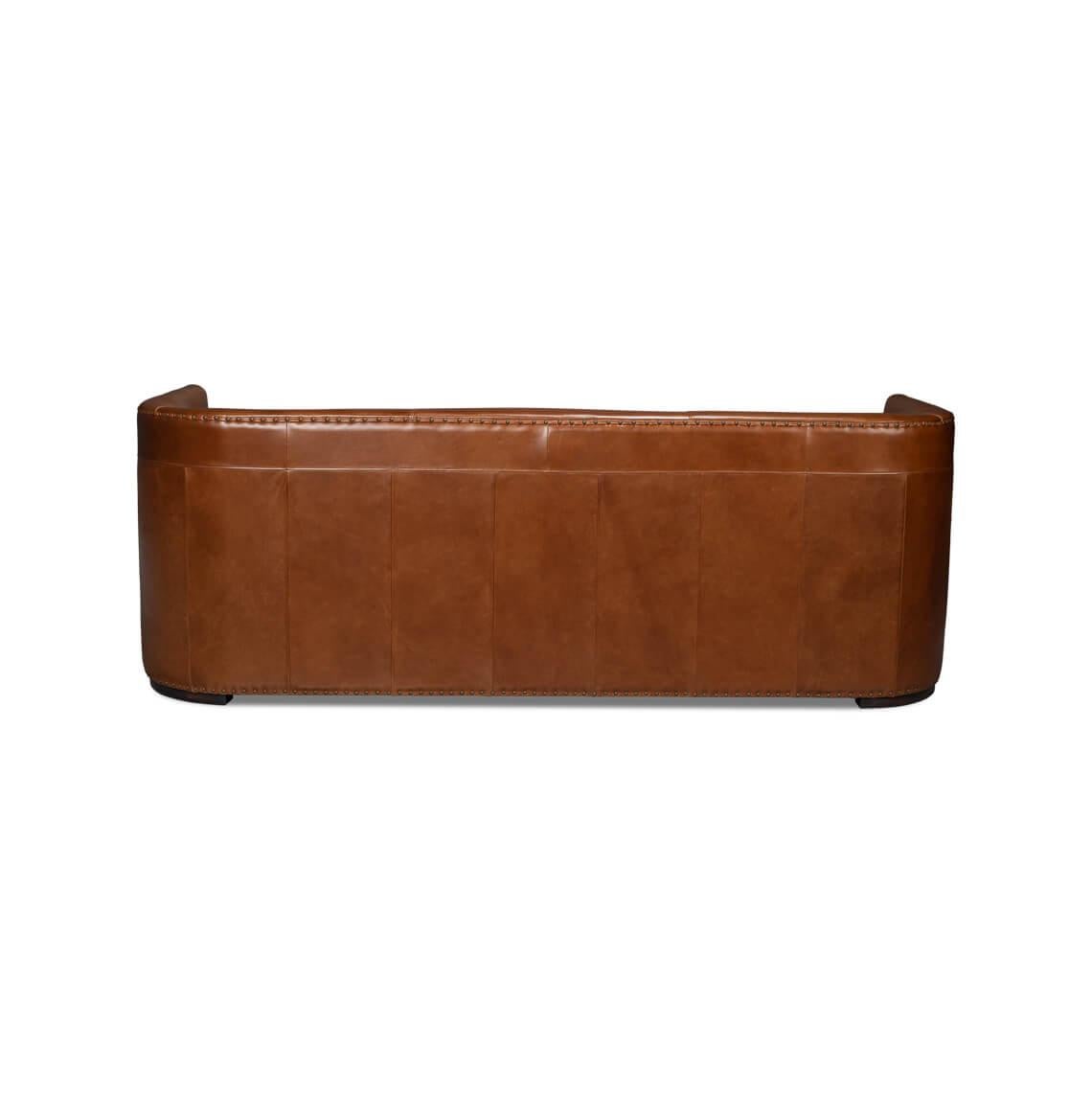 Havana Brown Leather Sofa For Sale 1