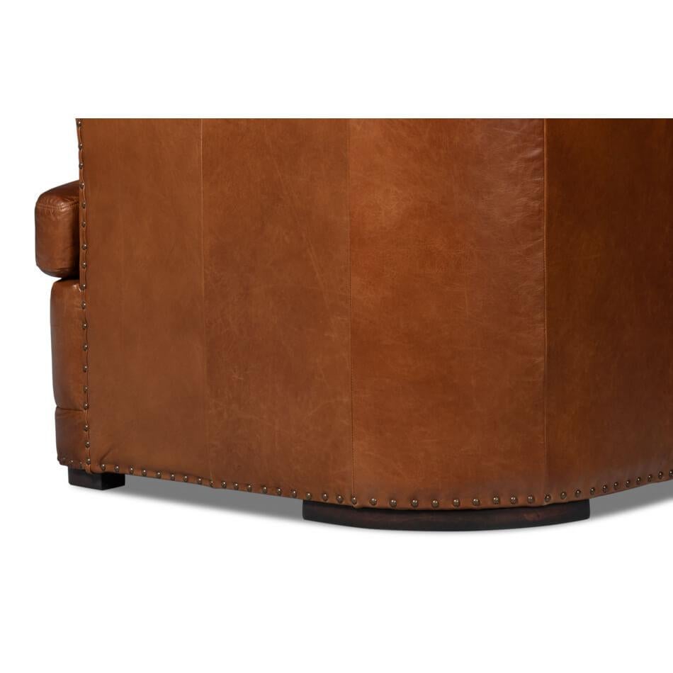 Divano in pelle marrone Havana in vendita 1