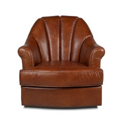 Havana Brown Leather Swivel Chair