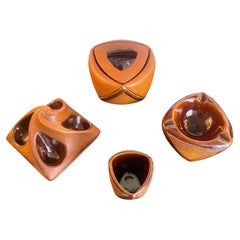 Havana Brown Smocking Kit. Saddle Leather & Earthenware, Longchamp 50s, France