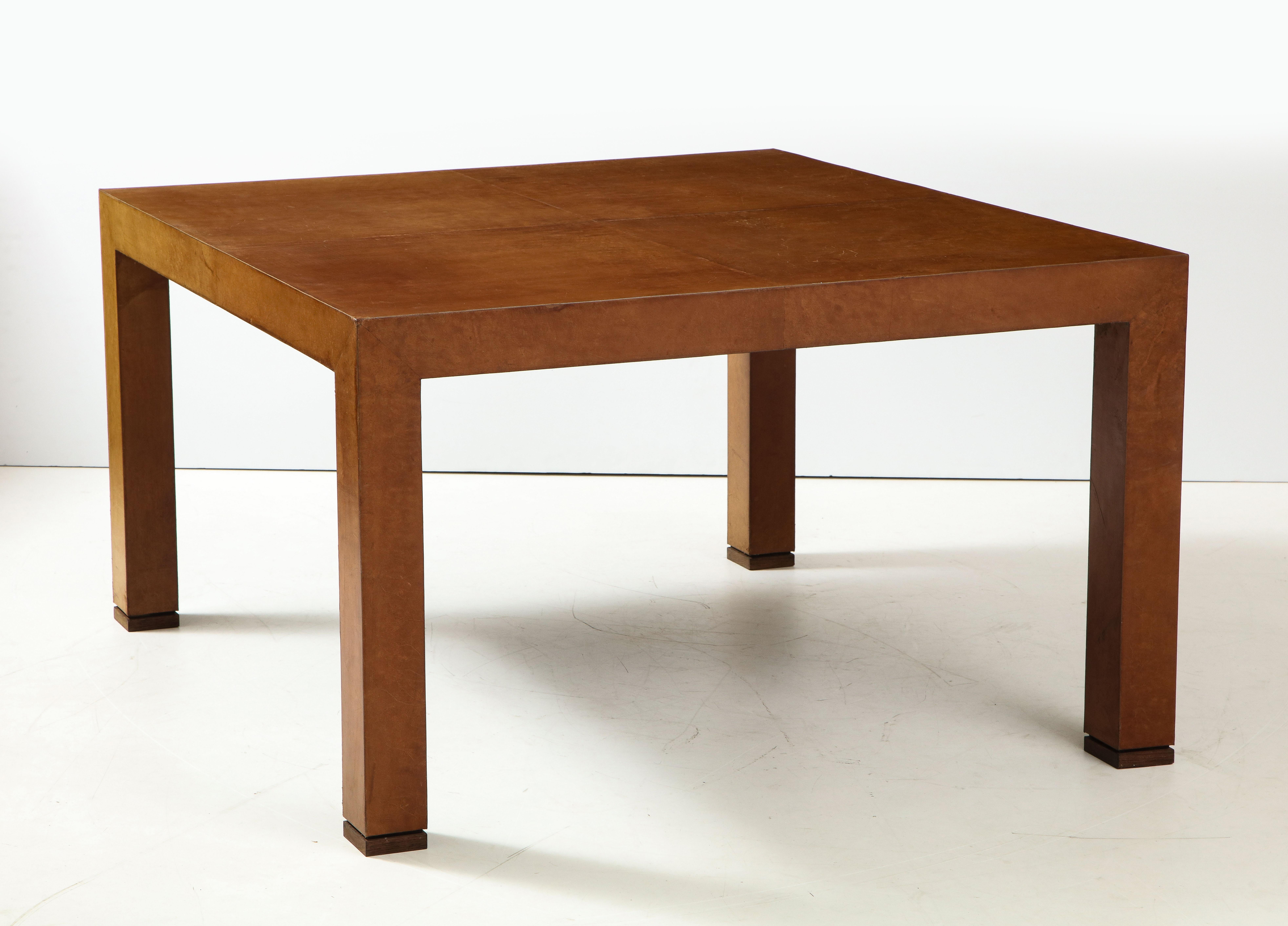 Mid-20th Century Havana Leather Dining Table, France, c. 1960-70 For Sale
