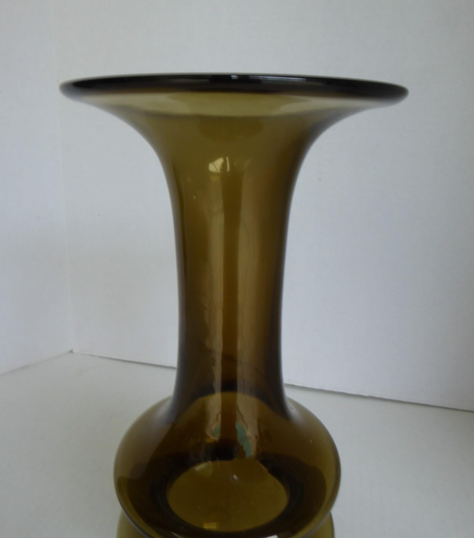 Mid-20th Century Havanna Series Holmegaard Mid Century Modern Glass Vase Per Lutken 1967 Denmark For Sale