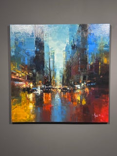 Havard Benoit, "City Spectrum", 36x36 New York City Oil Painting on Canvas