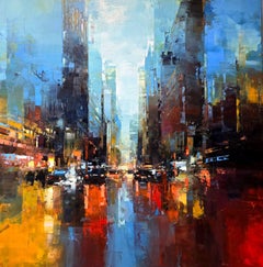 Havard Benoit, "City Spectrum", 36x36 New York City Oil Painting on Canvas