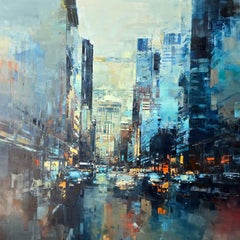 Havard Benoit, "Hustle and Bustle" Manhattan New York Oil Painting on Canvas
