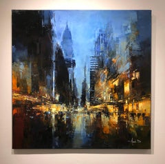 Havard Benoit, "Lexington Ave", 39x39 Manhattan New York City Oil Painting