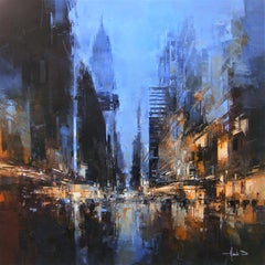 Havard Benoit, "Lexington Ave", 39x39 Manhattan New York City Oil Painting