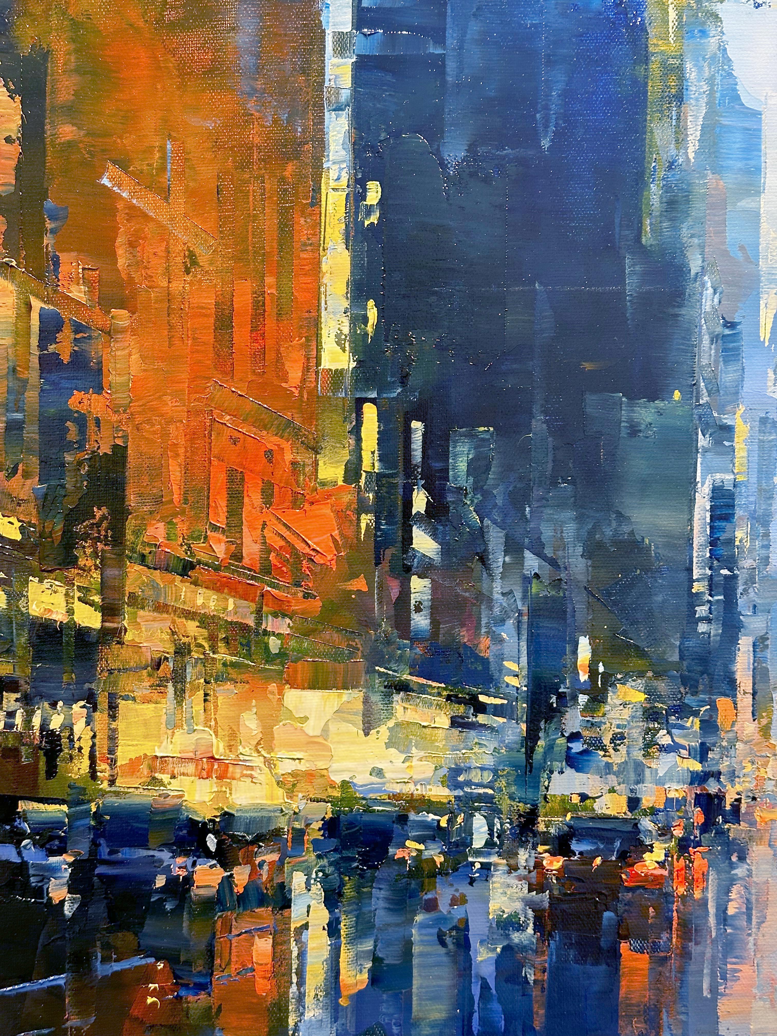 Havard Benoit, „Lexington Avenue“, Blaues Manhattan, NYC, Ölgemälde auf Leinwand im Angebot 4