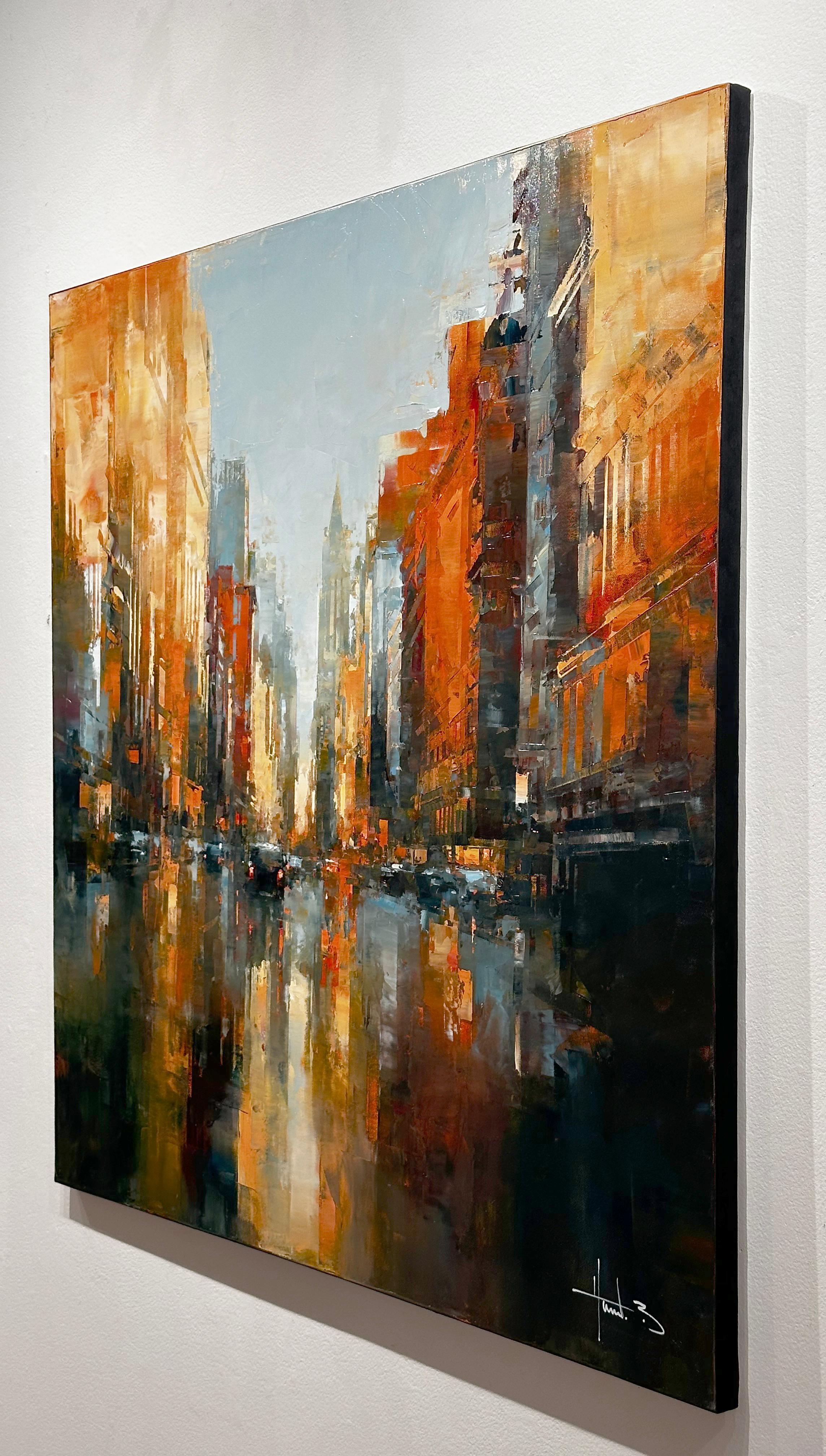 Havard Benoit, „Lower Manhattan“, 40x40 New York City, Ölgemälde auf Leinwand im Angebot 2