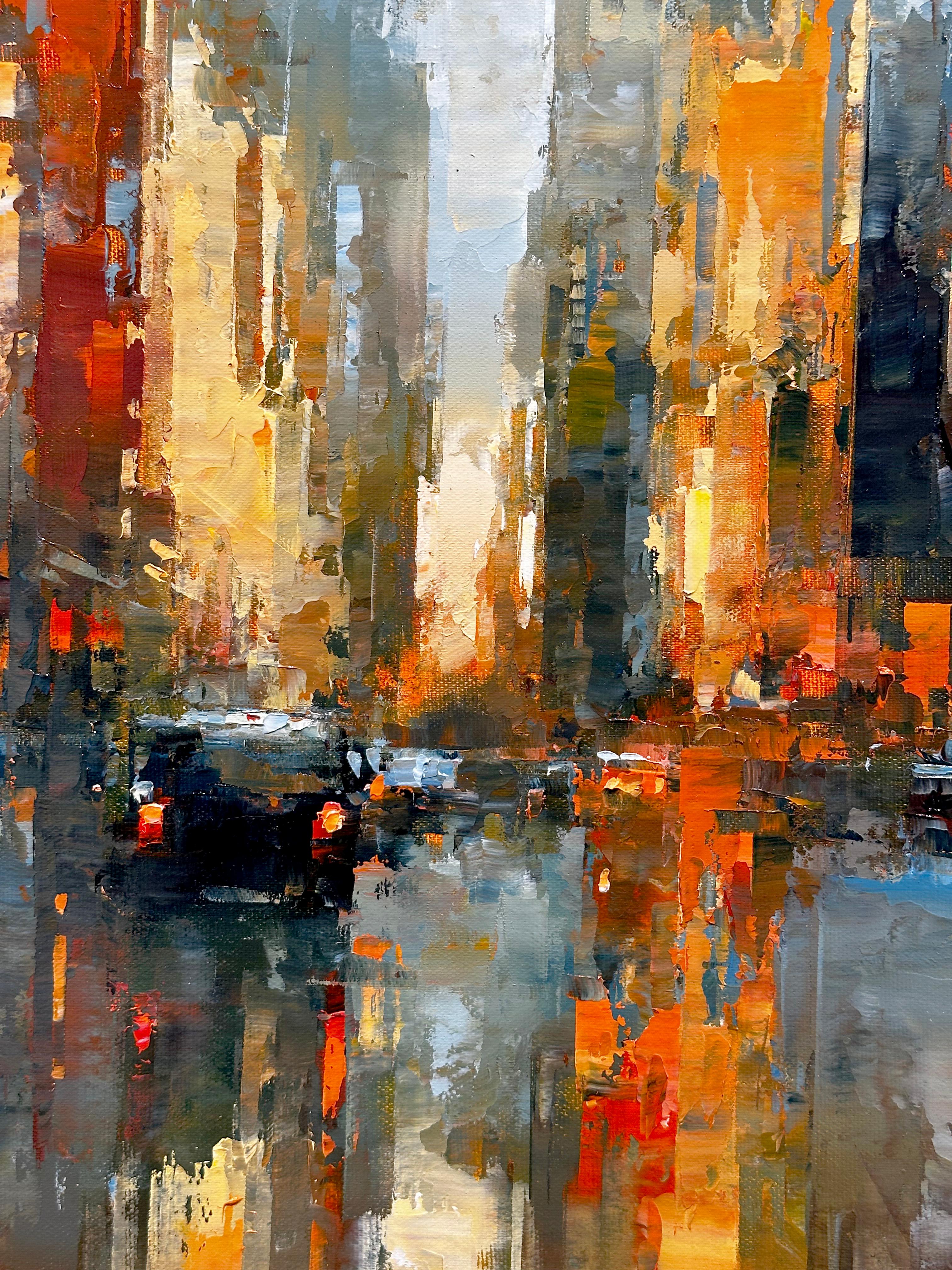 Havard Benoit, „Lower Manhattan“, 40x40 New York City, Ölgemälde auf Leinwand im Angebot 5