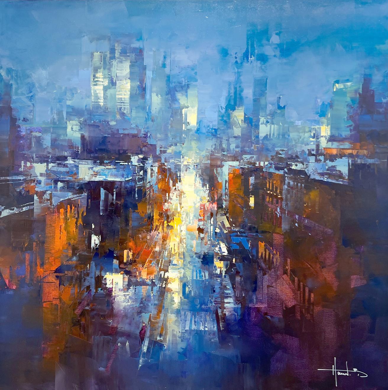 Havard Benoit, "New York Aerial", Manhattan NYC Oil Painting on Canvas