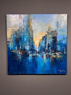 Havard Benoit, "Reflections in Motion" Manhattan New York Oil Painting on Canvas