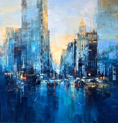 Havard Benoit, "Reflections in Motion" Manhattan New York Oil Painting on Canvas