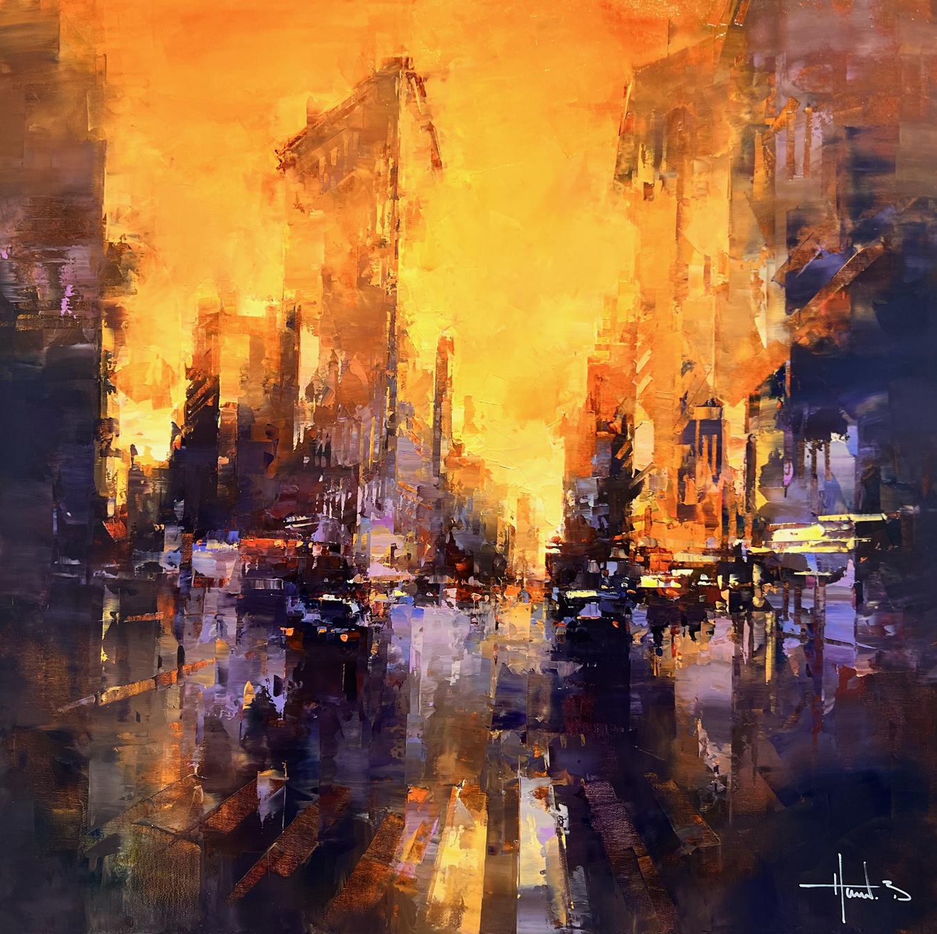 Havard Benoit, "Sundown Flatiron District", Manhattan NYC Oil Painting on Canvas