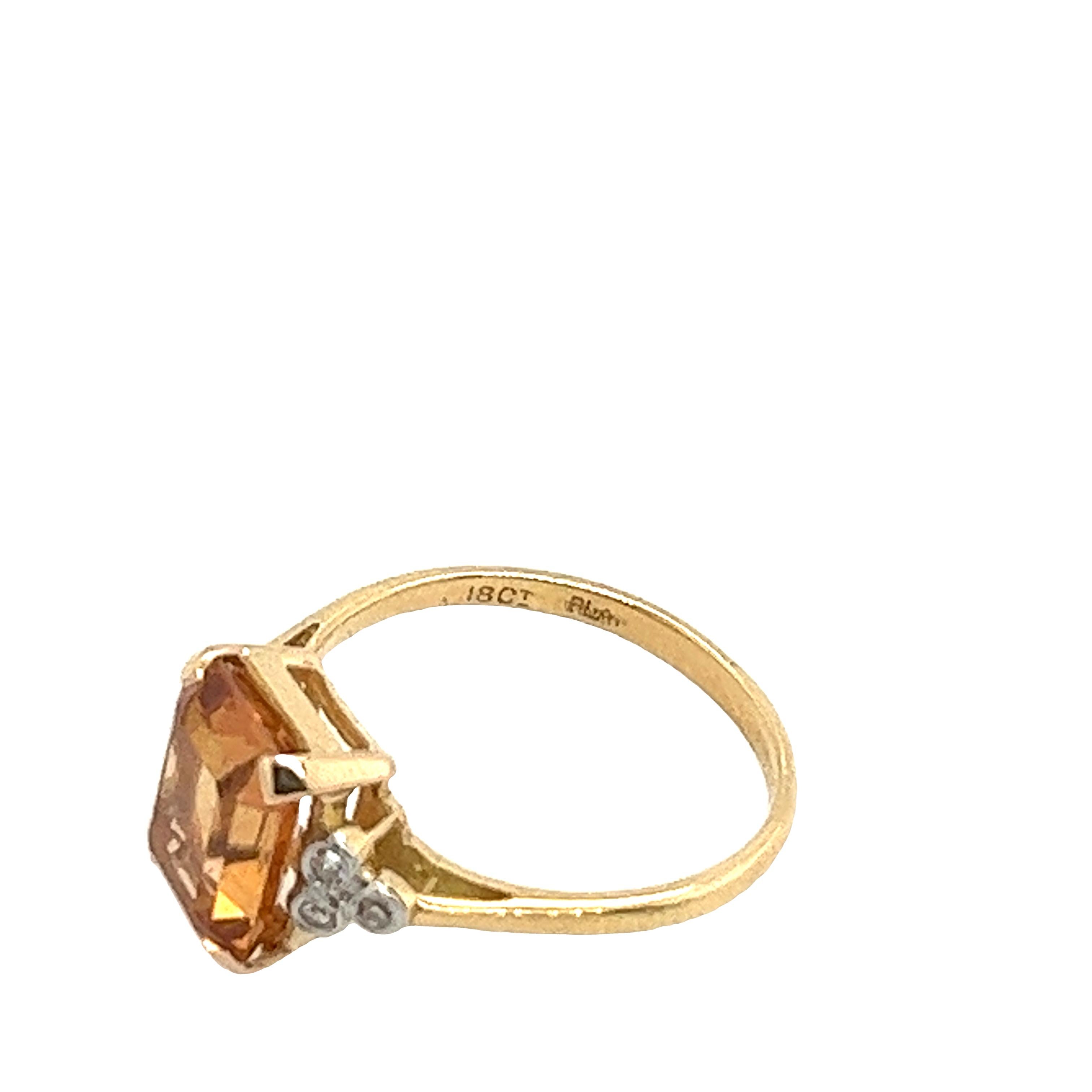 Round Cut Have one to sell? Sell it yourself 18ct Yellow Gold & Platinum Citrine Ring, Se