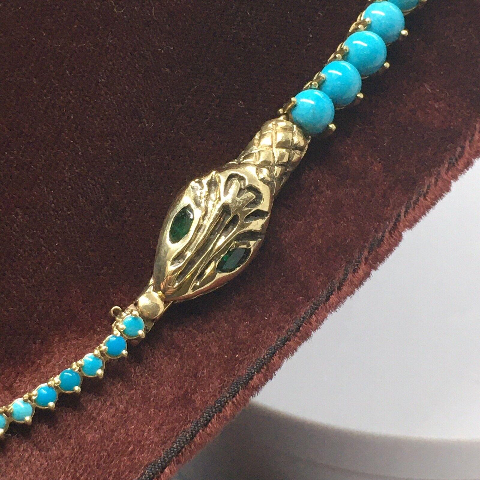 Women's  Have one to sell? Sell now 14K Yellow Gold cabochon Turquoise Emerald Graduated For Sale