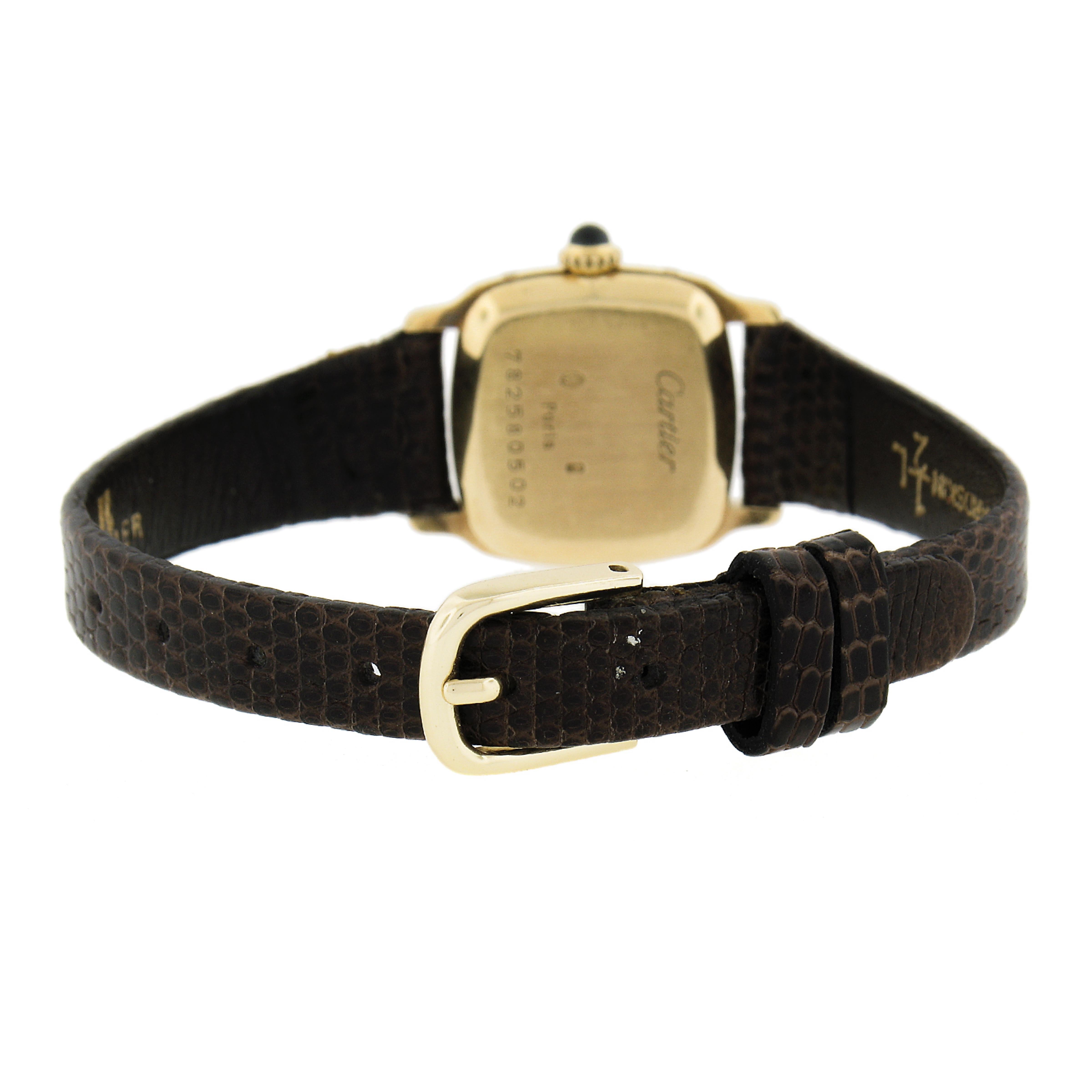 Cartier Montre-bracelet vintage en or 18 carats de 21 mm de forme coussin, tissée à la main Unisexe en vente
