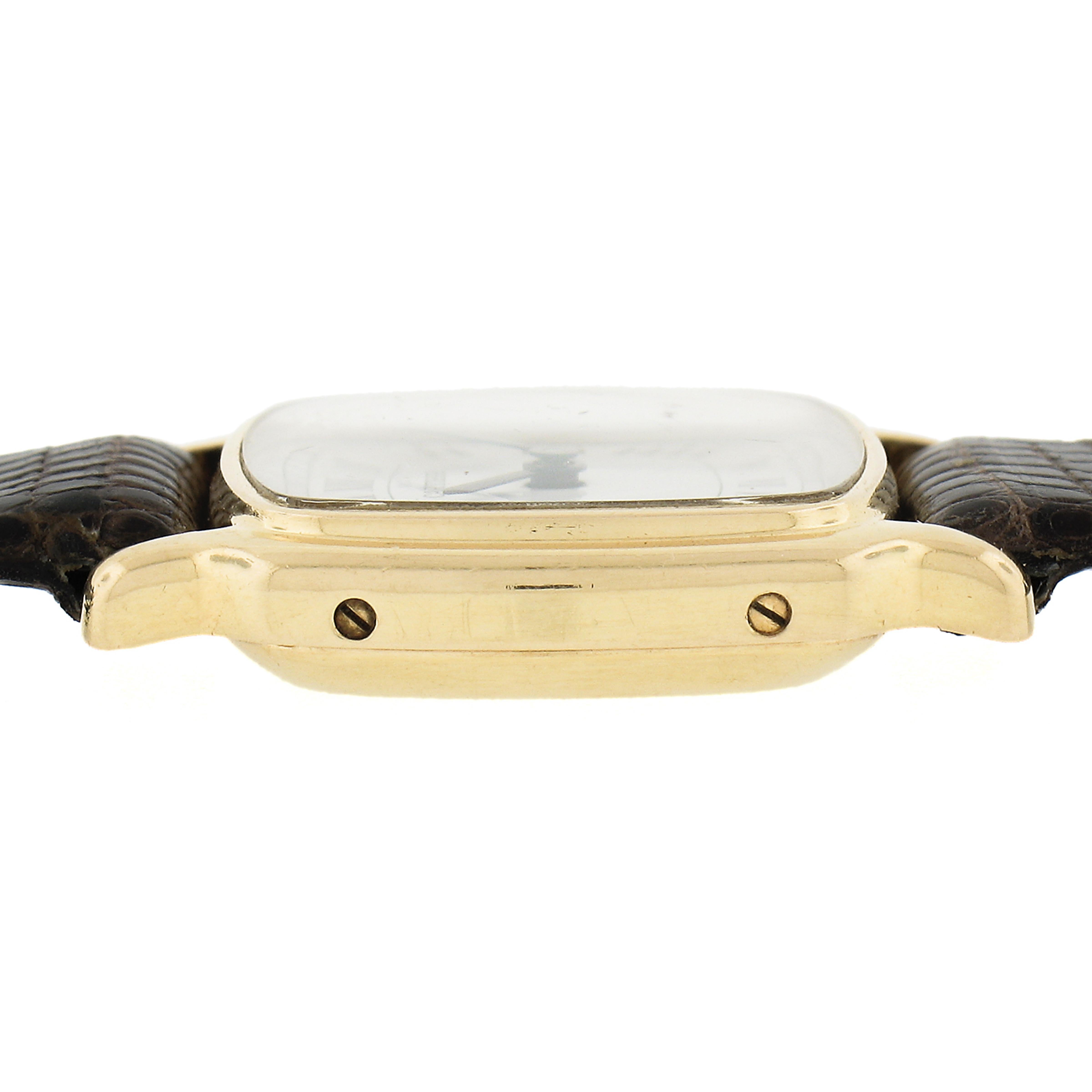 Vintage Cartier 18k Gold 21mm Cushion Shape Mechanical Hand Wound Wrist Watch For Sale 2