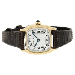 Retro Cartier 18k Gold 21mm Cushion Shape Mechanical Hand Wound Wrist Watch