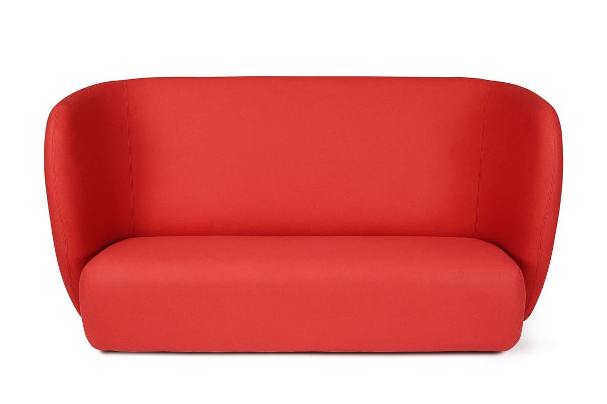 Haven 3 seater apple red by Warm Nordic
Dimensions: D 220 x W 84 x H 110/40 cm
Material: Textile upholstery, Foam, Spring system, wood
Weight: 84 kg
Also available in different colours and finishes.

Haven is a contemporary sofa with a simple,