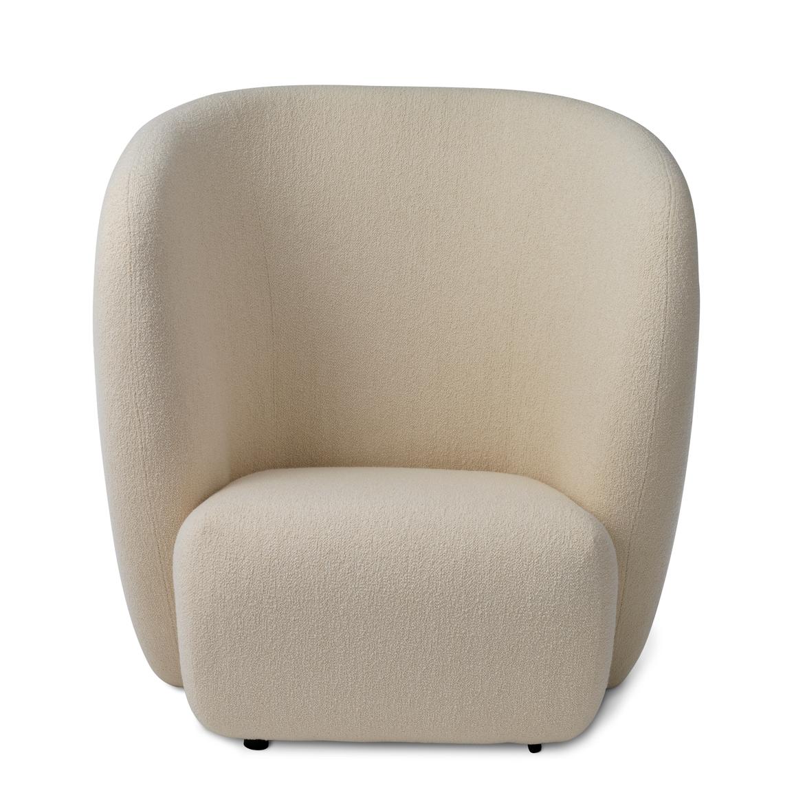 Haven Lounge chair cream by Warm Nordic
Dimensions: D107 x W84 x H 110 cm
Material: Textile upholstery, Foam, Spring system, Wood.
Weight: 50 kg
Also available in different colours and finishes. 

The Haven armchair is a contemporary chair