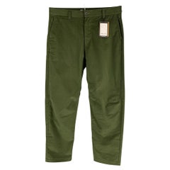 HAVEN Size L Green Solid Cotton Zip Fly Casual Pants