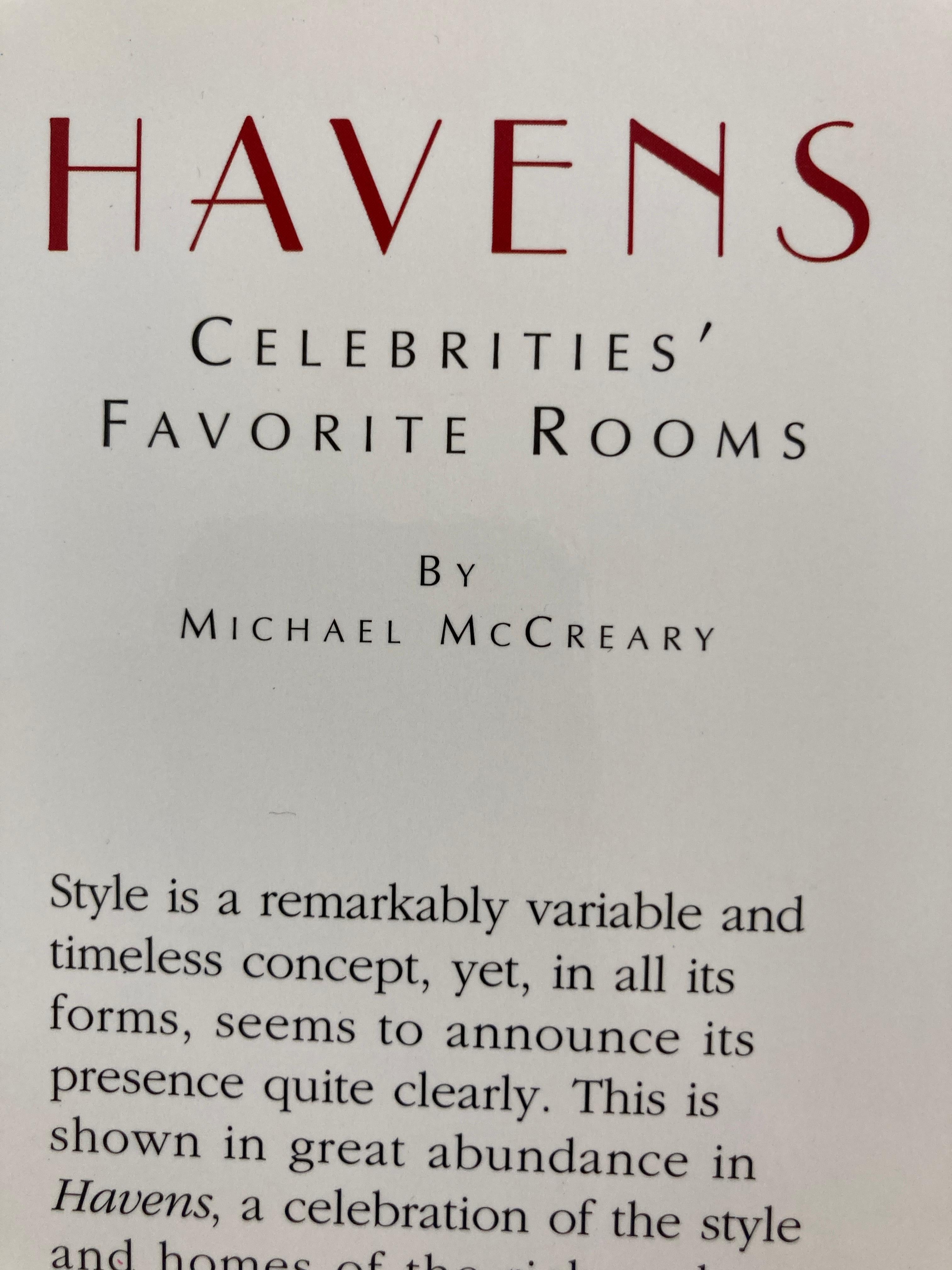 Havens: Celebrities Favorite Rooms Hardcover Book In Good Condition In North Hollywood, CA