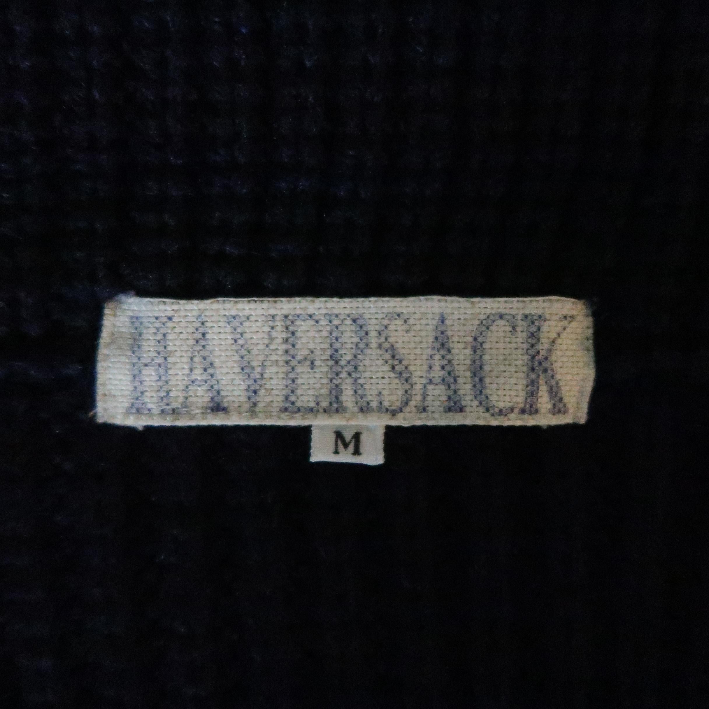 Black HAVER SACK Size M Navy Wool Blend Double Breasted Shawl Collar Cardigan