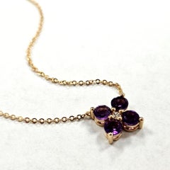 Haverhill 14K Gold Amethyst and Diamond Flower Necklace, February Birthstone