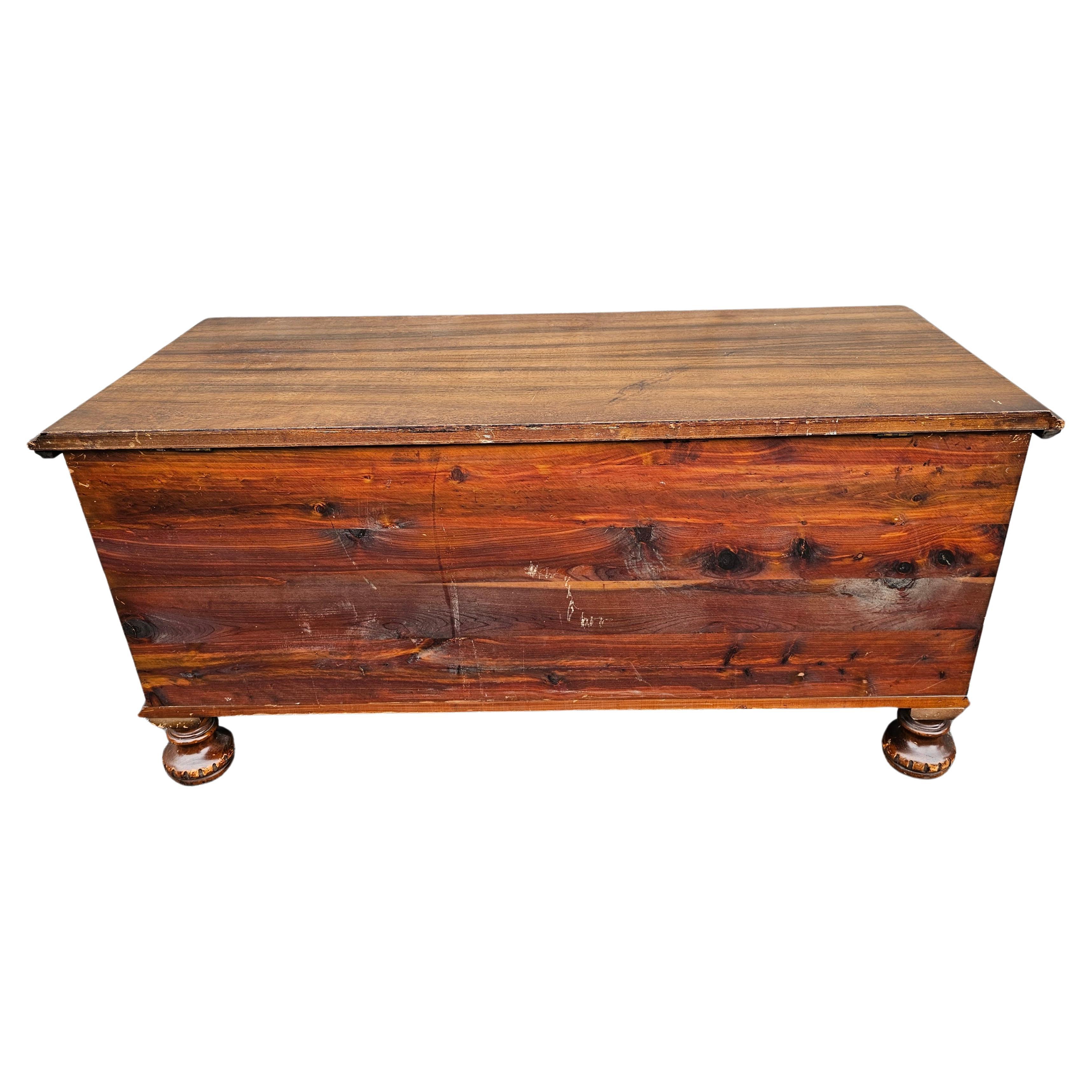 Haverty Furniture William And Mary Style Carved Mahogany and Cedar Blanket Chest For Sale 2