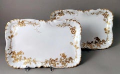 Haviland & Co Limoges Pair of French Trays White Porcelain and Gold Decoration
