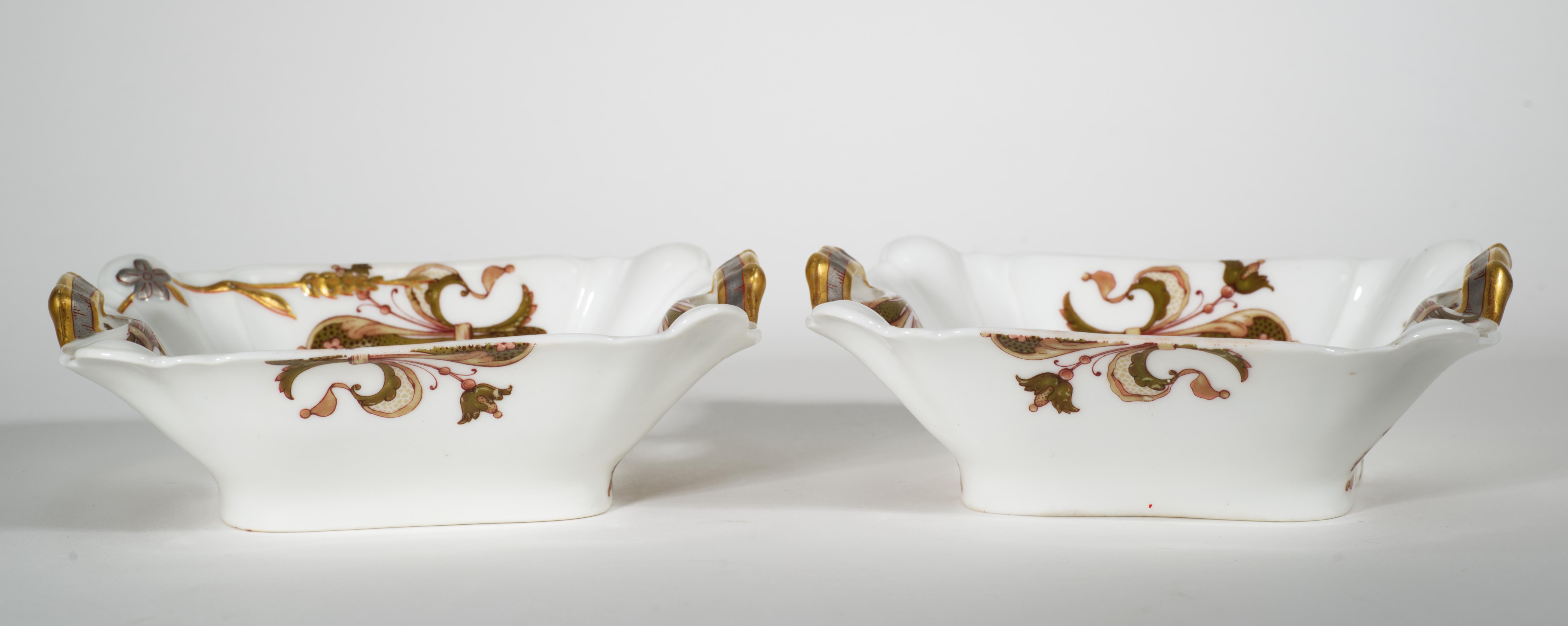Haviland Limoges 2 Rectangular Serving Porcelain Bowls with Handles, 1876-1889 For Sale 1
