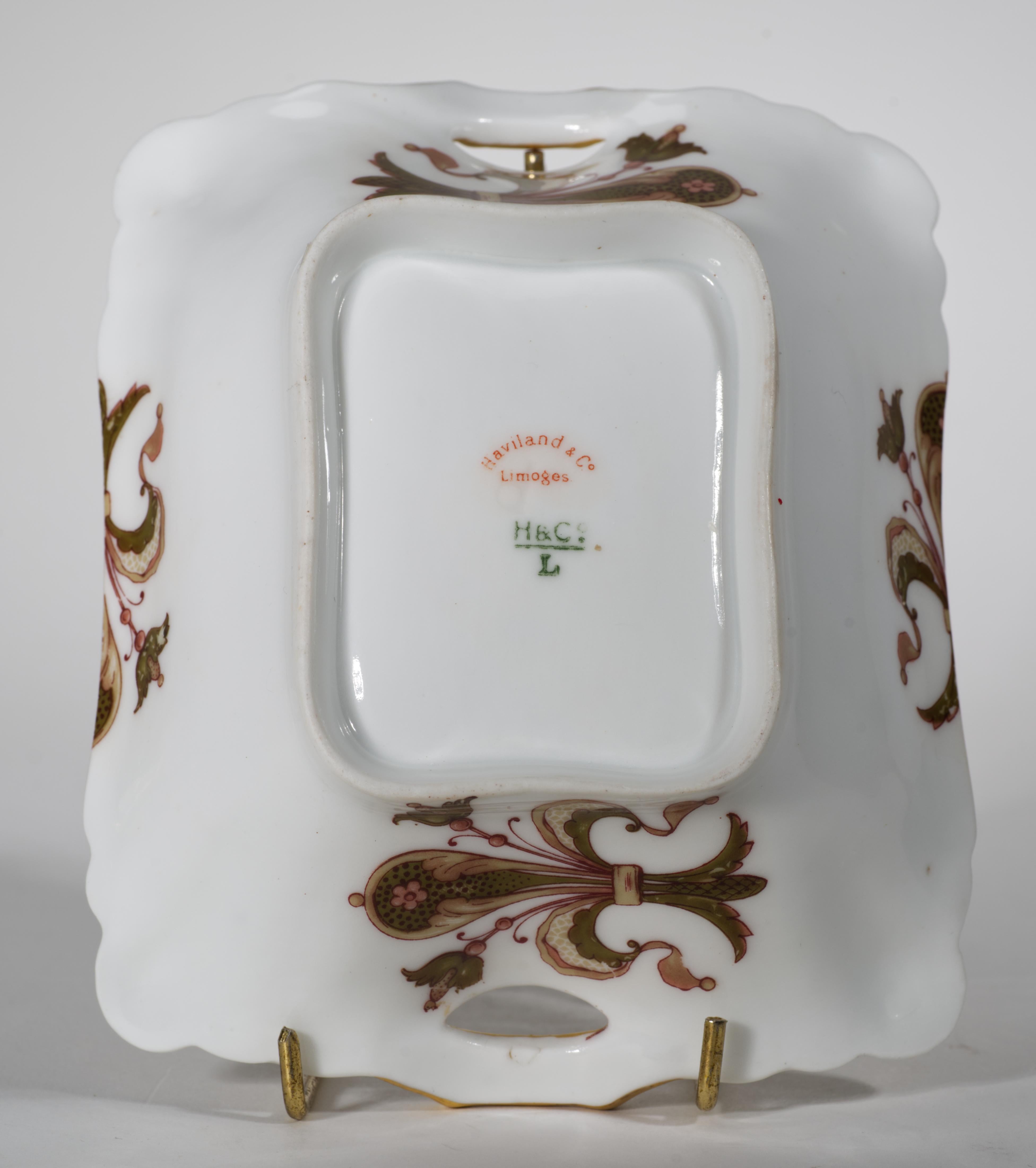 Haviland Limoges 2 Rectangular Serving Porcelain Bowls with Handles, 1876-1889 For Sale 3