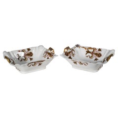 Antique Haviland Limoges 2 Rectangular Serving Porcelain Bowls with Handles, 1876-1889