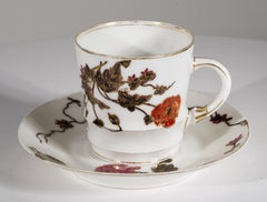 Haviland Limoges Antique Birds and Flowers Espresso Cup and Saucer Set, c.1882