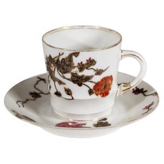 Haviland Limoges Antique Birds and Flowers Espresso Cup and Saucer Set, c.1882